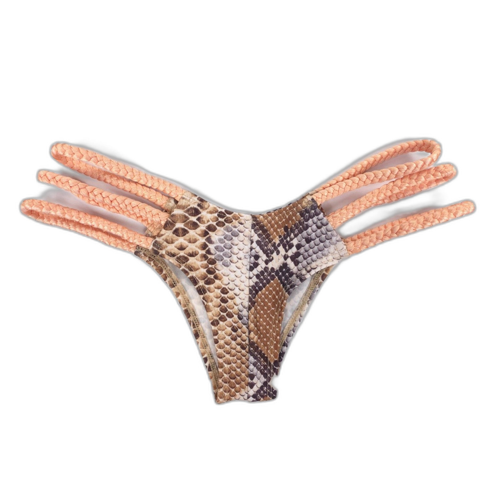 NEW Montce Taboa Blanco Braised Bikini Bottom Snake Print Beachy Boho Festival